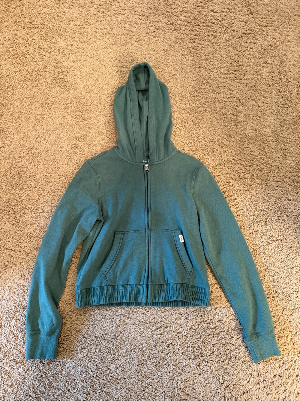 abercrombie kids teal green zip-up hooded jacket